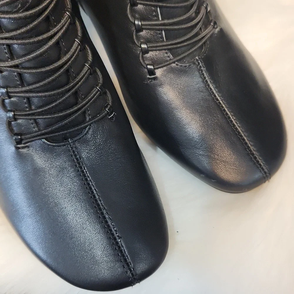 Vero Cuoio Vintage Black Leather Lace Up Boots Size 7.5 - Picture 7 of 9